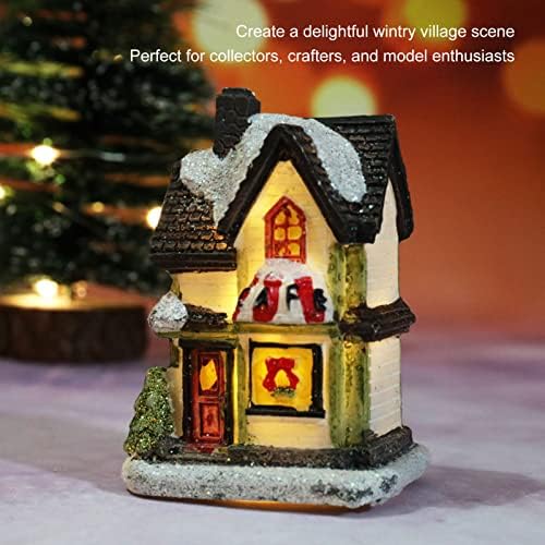 Fafeicy božićna seoska kuća 0.5W, 20000h, božićni svjetionik svjetiljka, LED božićna smola svjetla