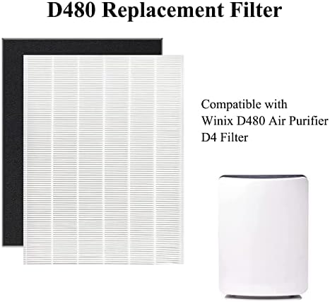 2 SETS D480 Zamjenski filter D4 kompatibilan sa Winax D480 pročišćivačem zraka, 2 HEPA filtra i 8 zračnih