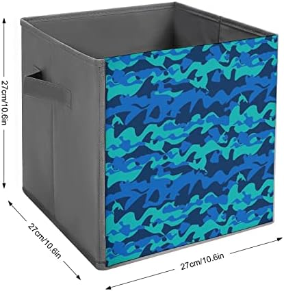 Plavi delfin Camo sklapljivim kantima za skladištenje Osnove sklopive kockice za pohranu tkanine Organizator kutije sa ručkama