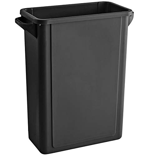 64 qt. / 16 galona / 60 litara crna tanka pravokutna kanta za smeće s ravnim poklopcem. Kuhinga za smeće smeće može otpadati koš za otpad kantu za otpad