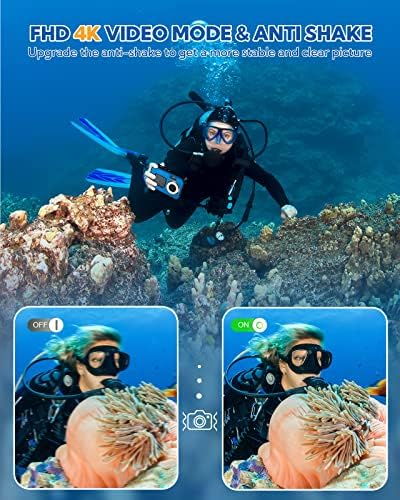 Podvodna kamera, 4k 48MP automatsko fokusiranje vodootpornog digitalnog fotoaparata sa dualnim ekranima sa