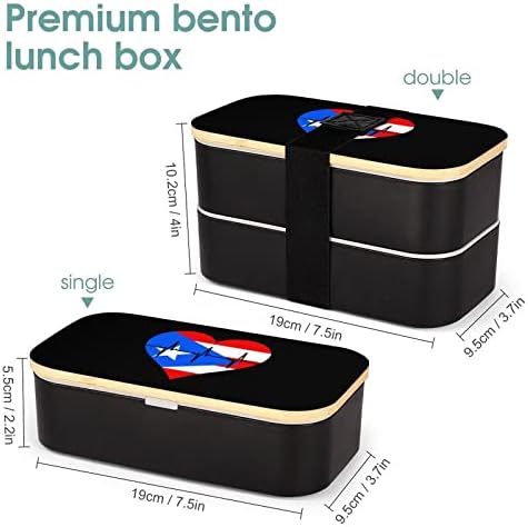 Love Puerto Rico HeartBeat Dvostruki sloj Bento ručak sa posudom Podesite posude za ručak sadrži 2 kontejnere