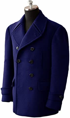 Muški vuneni kaput zimski crni dvostruki grudi s dugim slojem s dugim rukavima, casual modni zgodni