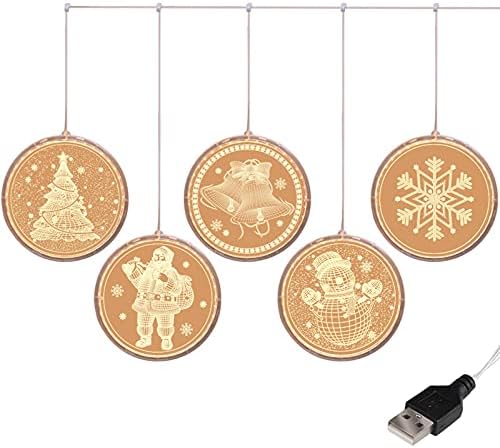 Lagano svjetlo za Božićnu dekoraciju, LED prozor 3D bajkovito svjetlo božićno drvo viseća svjetla USB napajana