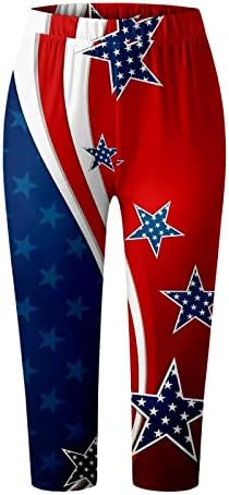 Visoke tamke za žene za žene Američka zastava koja ne vide kroz dan nezavisnosti tiskane hlače za