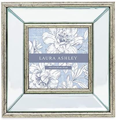 Laura Ashley 4x4 srebrni zakošeni okvir za slike u ogledalu, klasični Zrcalni okvir sa dubokim