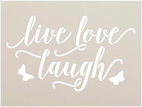 Live Ljubav smijeh sa leptirima šablona Studior12 | Oprema za ponovnu upotrebu | Koristite za bojenje