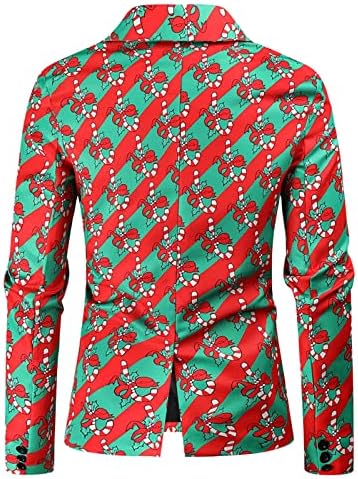 Wocachi Božićni blejzer za mens, ružan Xmas Santa Claus Snowflake Tuxedo odijelo One tipke rever Party