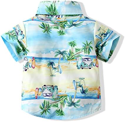Baby Boys Casual Cartoon Tis Tiey gumb Down Slim-Fit Tops kratki rukav Aloha Havaiian majica