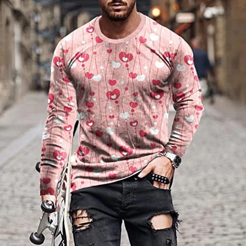 Muška majica Valentines Dnevne majice Dugih rukava Ispiši srce Ležerne prilike za majicu Hipster