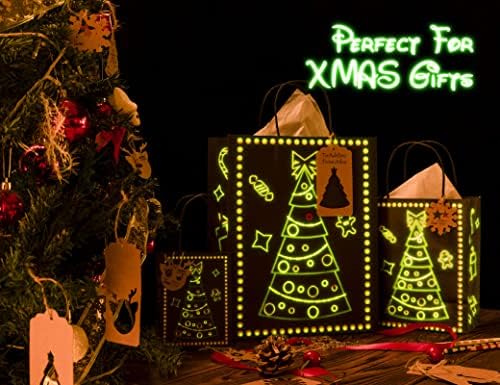 KD KIDPAR Božić poklon torbe Glow in Dark dizajn 24 torbe u 4 različitih dizajna, 8 Veliki,