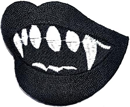HHO patch set 3 komada. Seksi crne usne Ghost vampir Glačalo na vezenim zakrpama Vampirski usne i fengs crtani motiv Applique Embory