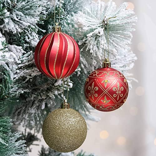 Valery Madelyn Tradicionalni Crveni Zeleni Zlatni Božić Ball Ornaments Bundle