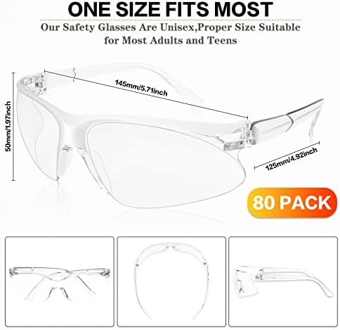Wfeang 80 par prozirnih zaštitnih naočara, zaštitne naočare za muškarce i žene, zaštitne naočare