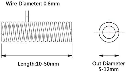 Spremna opruga od nehrđajućeg čelika Spring Spring Wire Dia 0,8 mm Vanjski Dia 7mm 304 Nerđajući čelik Nekorozivna