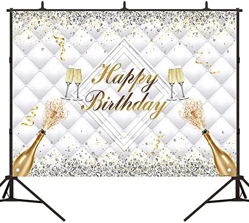 Bellicremas dijamant i srebrna pozadina za Sretan rođendan šampanjac Bijelo uzglavlje Rođendanska