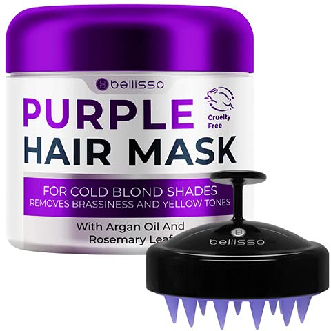 Bellisso ljubičasta maska ​​za plavušu masažer kose i vlasišta i četkicu mokrim šamponom - meka