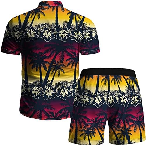 Havajska majica za muškarce Ležerne prilike za isključivanje Gumb Cardigan Ispiši set kratkih rukava i kratke hlače