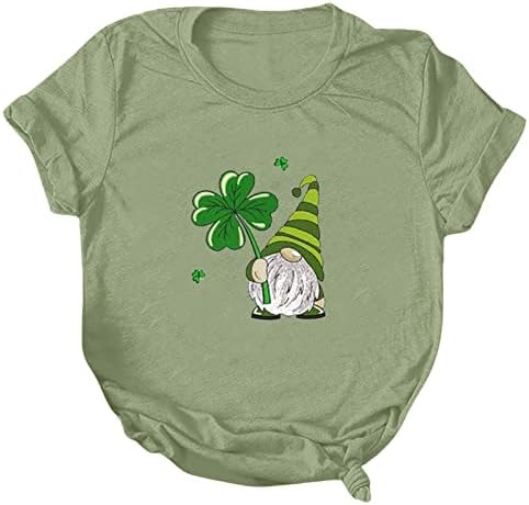 St Patrick Dan majice za žene irski Shamrock Gnome Print plaži Tees kratki rukav okrugli vrat labave