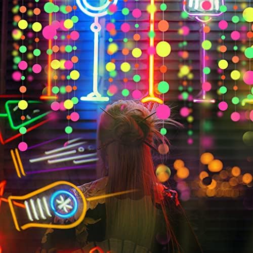 Papir od 90 stopa UV Neonski vijenac s okruglim tačkama Neonski Streameri u tamnim potrepštinama za zabavu