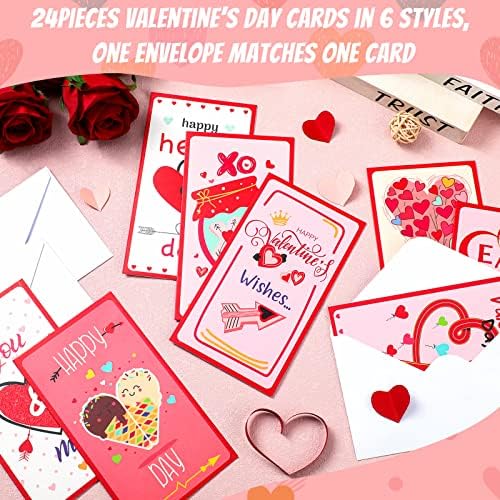 24 kom Valentinovo kartice asortiman sa crvenom kovertom Valentinovo kartica romantičan Valentine