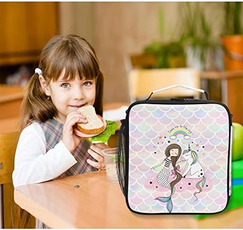 ALAZA Cooler kutija za ručak Rainbow Unicorn Pink Mermaid Scale izolovana torba za ručak Tote Freezable