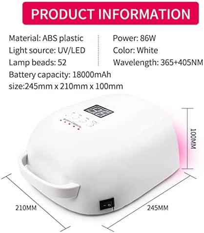 MAXSMLZT crveno svjetlo punjiva LED lampa za nokte gel lak sušilica za nokte UV lampice za sušenje manikira