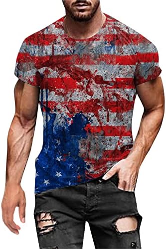 Beuu vojničke majice kratkih rukava za muškarce, američka zastava majica Retro Patriotska bluza Muscle Workeut