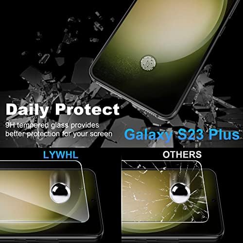 LYWHL za Samsung Galaxy S23 Plus zaštitnik ekrana, 3 pakovanja kaljenog stakla HD Clear Film + 3 pakovanja sočiva kamere zaštita od stakla za Galaxy S23 Plus [kompatibilni otisak prsta]