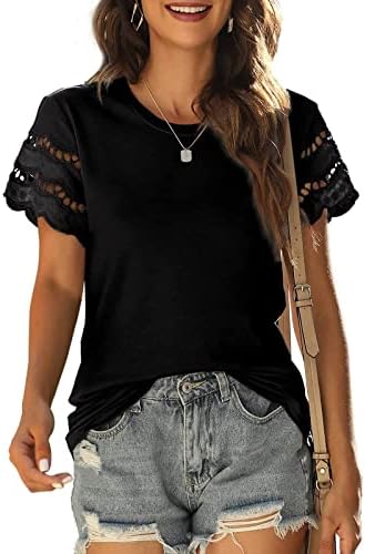 Ženska bluza Moda 2023 Ležerni okrugli izrez Majica kratkih rukava s kratkim rukavima Tunic Top T majice