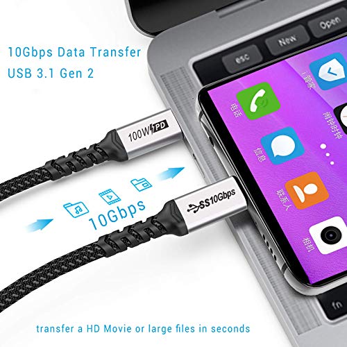 Kratki USB C do USB C kabela, 3.1 Gen 2 10Gbps 100W 4K USB C Video Brzi prijenos podataka Brzi kabel