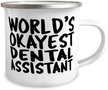 Svjetski dogledni zubni asistent - 12oz strašan smiješan šalica za emajn od nehrđajućeg čelika za zubnu asistent