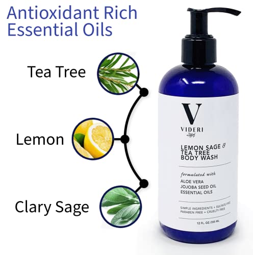 Videri limunska žalfija & čaj za pranje tijela - esencijalna ulja, Aloe Vera & Jojoba - bogat antioksidansima,
