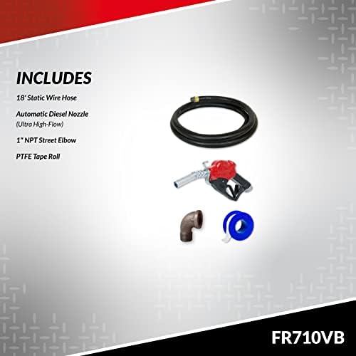 Fill-Rite FR710VB 115V 20 GPM pumpa za prenos goriva sa ispuštenim crijevom i automatskom mlaznicom, crvenom