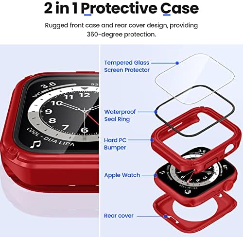 Goton 2 u 1 vodootporni robusni slučaj za Apple Watch seriju 8 Series 7 45mm Zaštitni ekran, 360 Zaštitno