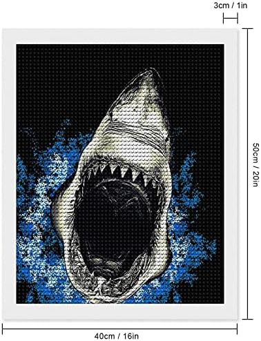 Evil morski pas zubi Prilagođeni dijamantni setovi za slikanje za odrasle okrugli punu bušilicu