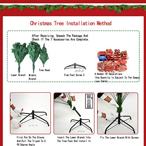 DLPY Classic LED veštačko božićno drvce sa ukrasima smreka šarke Xmas Tree Božićni ukrasi Metalni