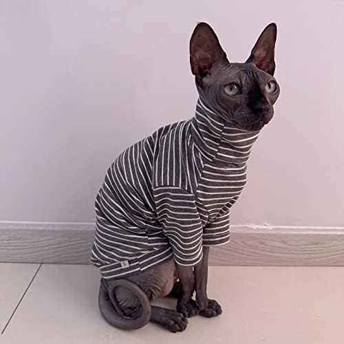 Vintage Stripes sphynx majica bez dlake pamučne mačke turtleneck kućni ljubimci mačevi mačkice s rukavima za sphynx Cornish Rex, Devon Rex, Peterbald)