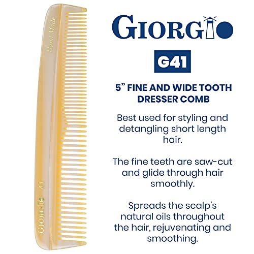 Giorgio G41 Dvostruki zub Mali džepni džep, fini / širok češalj zuba za kosu, bradu i brkove, grubo