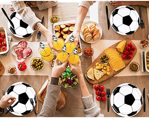 144 kom Soccer Party Supplies, Soccer tema rođendan pribor za jelo Set uključuje tanjire za večeru, desert