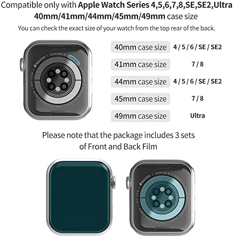 Sinjimoru 3 zaštitni zaslon za Apple Watch, zaštitnik protiv oštaka i HD ultra TPU kompatibilan sa Apple Watch serijom ultra / SE2 / 8/7/6/5/4 / SE 44 / 45mm