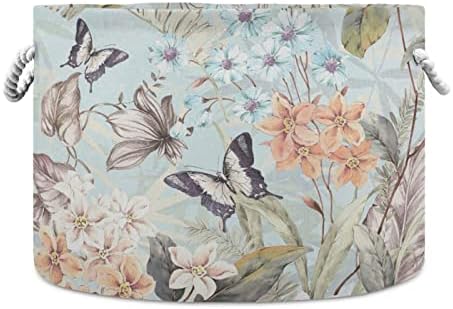 Kigai pamučna konopša leptir cvijeće Velika košarica za pohranu za igračke pokrivač za pranje rublja za vrtić,