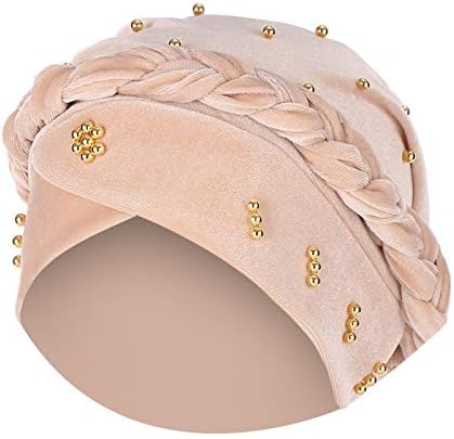 Pleated turban headwrap za žene upletene biserne panie omotač kapu sa sobom solidna turbanska šešir lagana turbanska pokrića