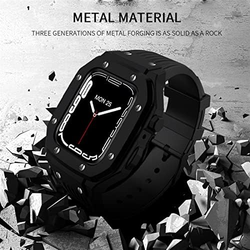 Eeomoik Legura za sat za Apple Watch seriju 8 7 6 5 4 SE 45mm 44mm 42mm Luksuzna metalna gumena od nehrđajućeg