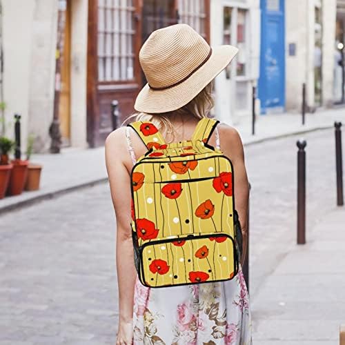 VBFOFBV ruksak za ženske pantalonske bakfa za laptop Travel Casual Torba, kukuruzni mak crveni cvjetovi