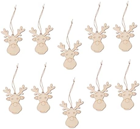 SEWACC 10pcs Bulk ornamenti za zanate nedovršeni drveni oblik Ornament Drvo Santa viseći ukrasi Božić drvo