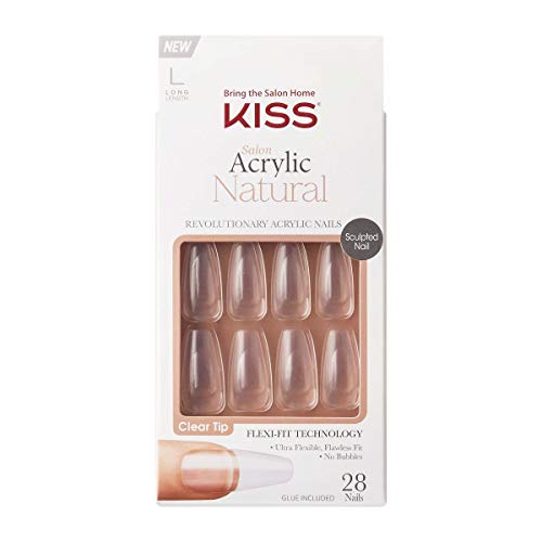 KISS Salon akrilni prirodni nokti, jasan vrh, duga, Ultra glatka završna obrada, DIY komplet za manikir
