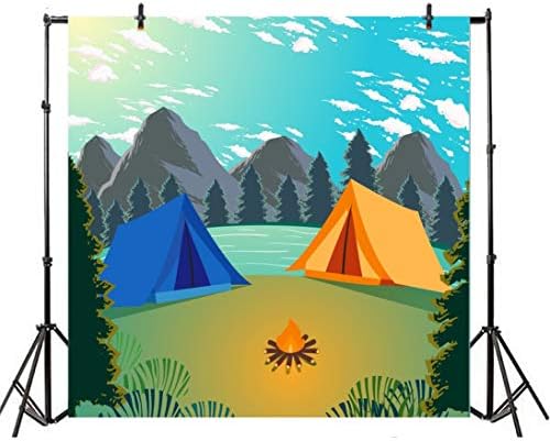 Laeacco ljetni ostrvski kamp pozadina 5x5ft na otvorenom fotografija pozadina planine i vode kampiranje