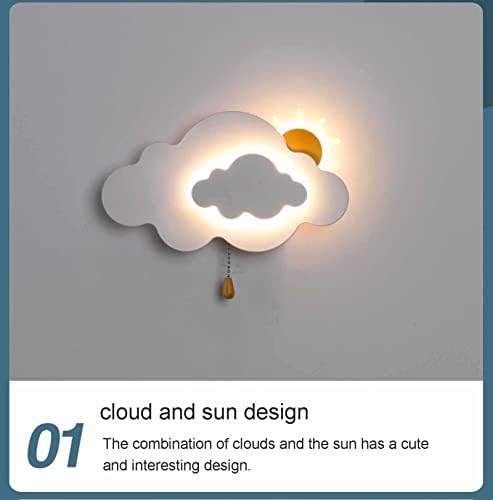 7W Cartoon Cloud zidna lampa, Trihromatsko zatamnjenje Led noćno svjetlo za djecu za djecu, odrasle, Dječiji