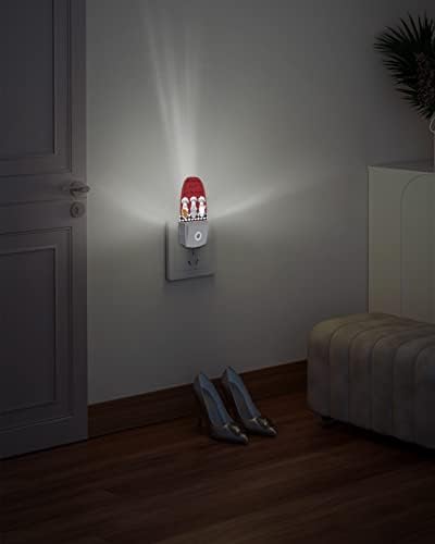 Red Chef Gnome Night Light, LED Plug In Night Light, seoska kuća crveno bijela karirana noćna svjetla